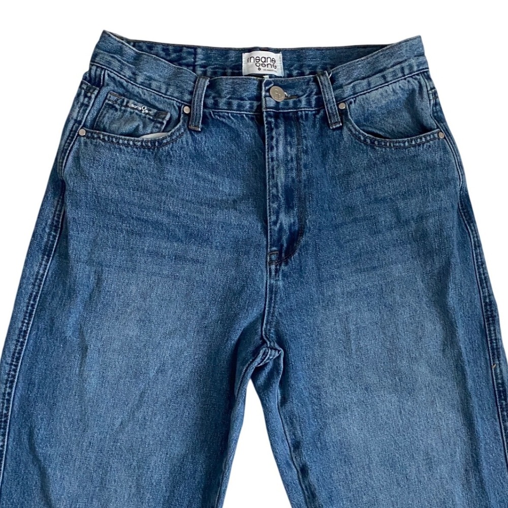 Insane Gene Womens High Waisted Straight Leg Side Slit Jeans Blue Size 9/28 - Picture 4 of 12